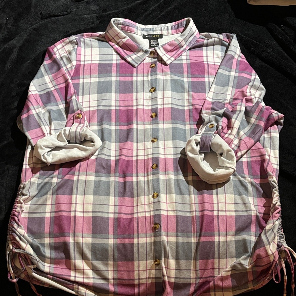 Robert Louis Women's Plaid Blouse in Pink and Gray